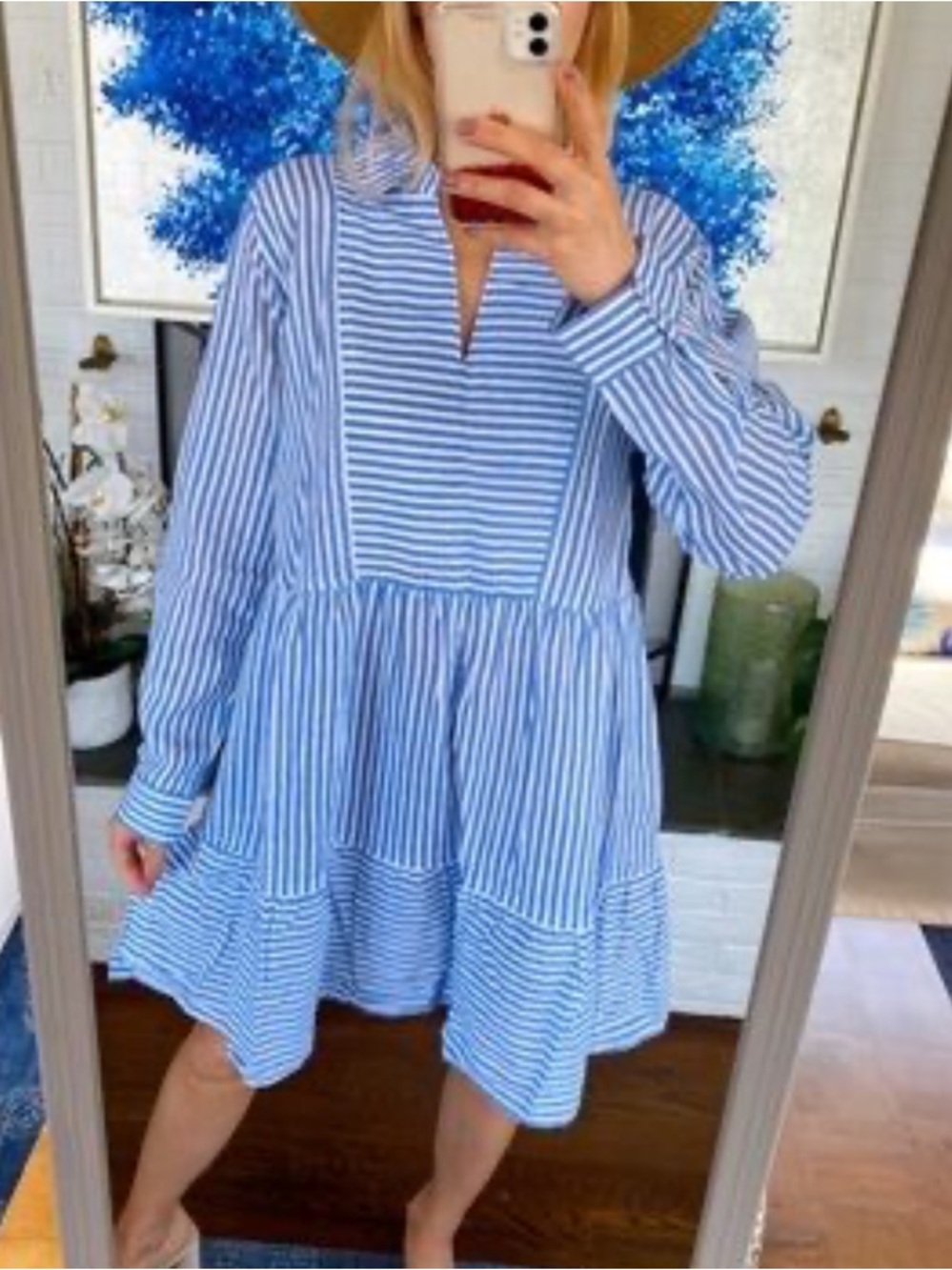 Blue Striped Women's Swim Coverup Tunic